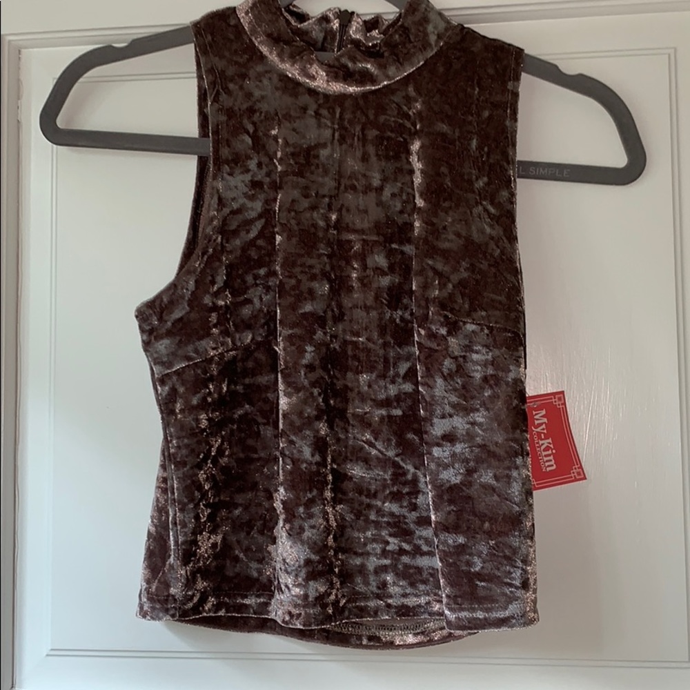 my kim purple velvet crop top